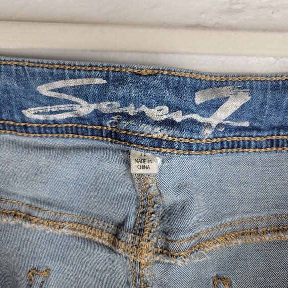 Seven7 Women's Size 12 Jeans High Rise Ankle Skinny Raw Hem Distressed - Picture 4 of 5